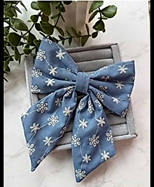 Fiyonk Model Payet ve Saçak Detaylı Denim/Kot Kumas 10 cm Pens Toka