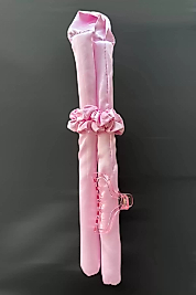 Pembe Renk Isısız Saç Şekillendirici Saç Sosisi Saten Toka Seti