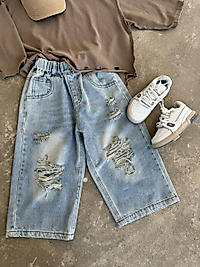 La’ciel Paris Unisex Yırtmaçlı Kot Denim