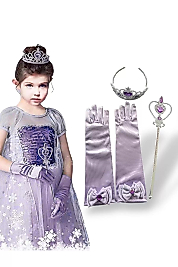Taş Detaylı Taç, Asa, Eldiven Set