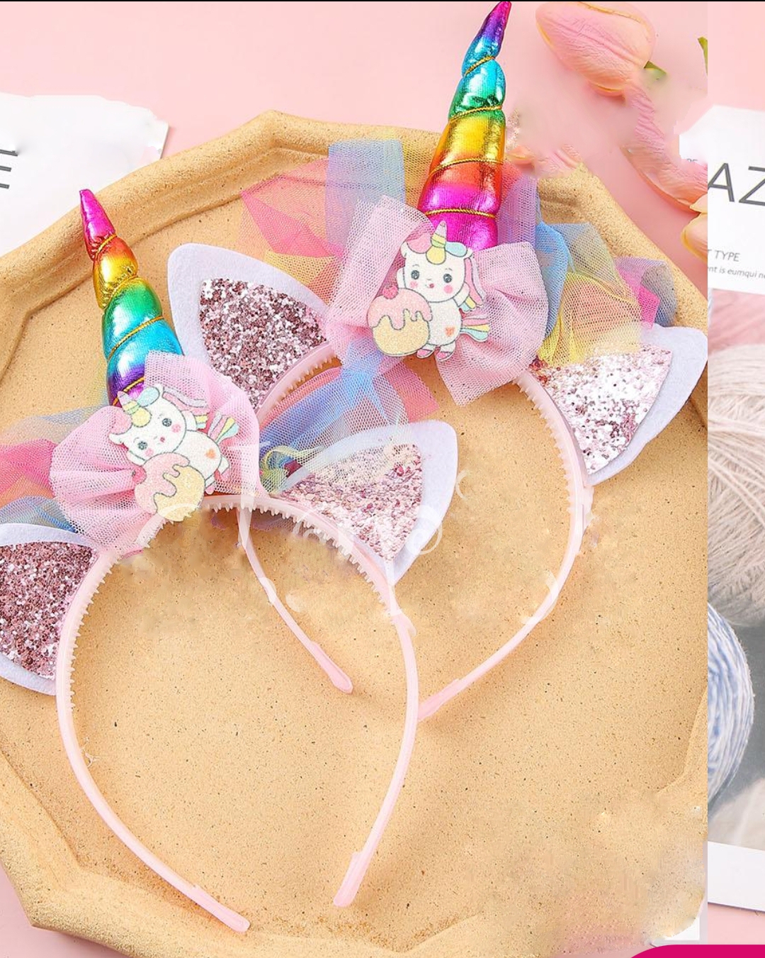 Unicorn Figürlü Tül Detaylı Çocuk Taç