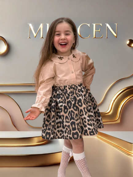 Leopar Desen Etek ,Gömlek Kombini