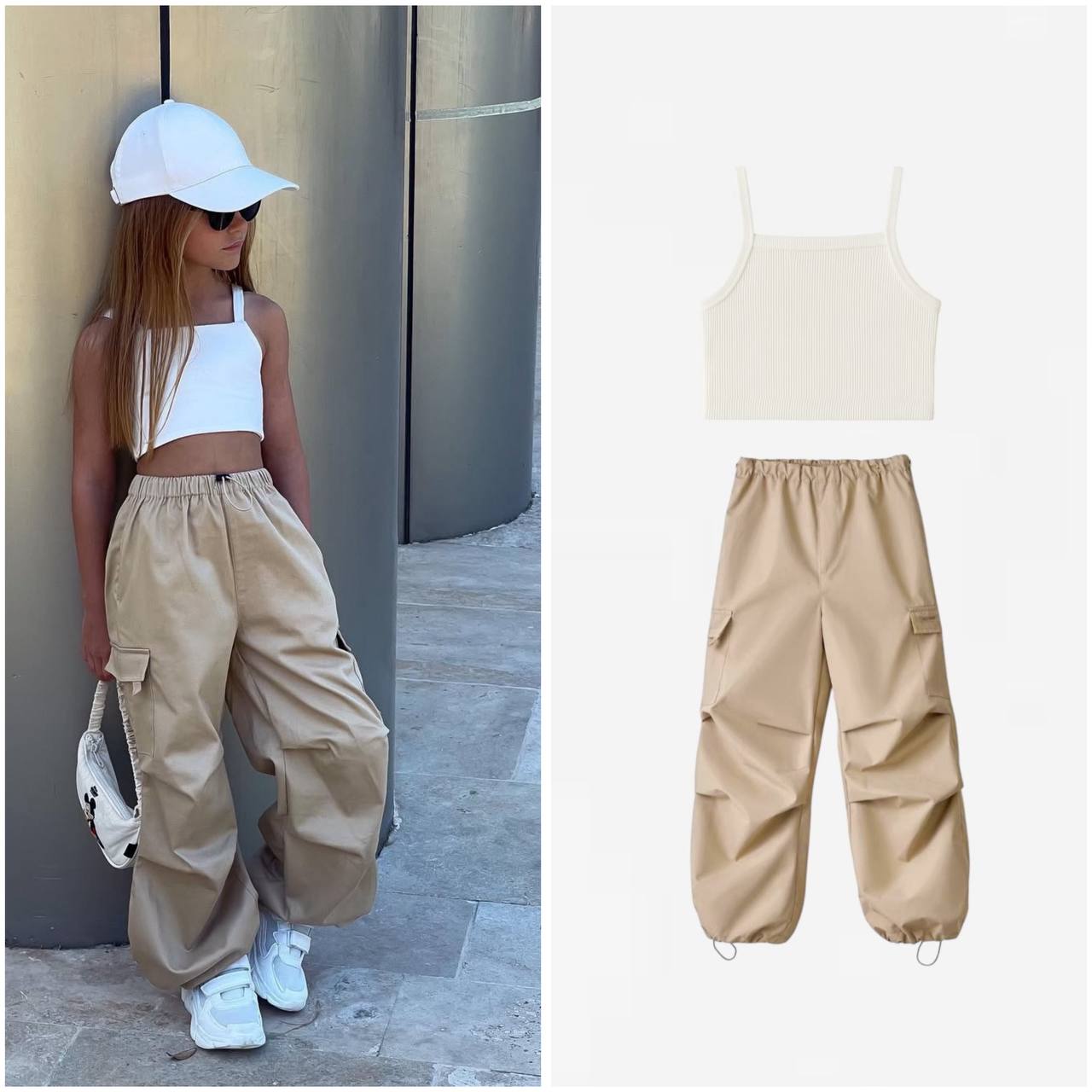 La’ciel Paris Crop Paraşüt Pantolon Takım