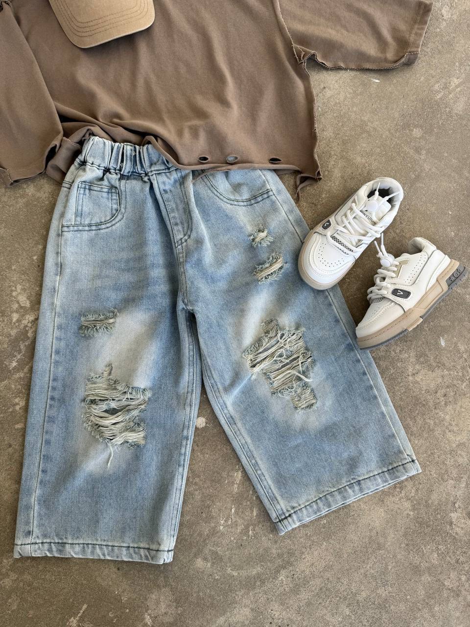 La’ciel Paris Unisex Yırtmaçlı Kot Denim