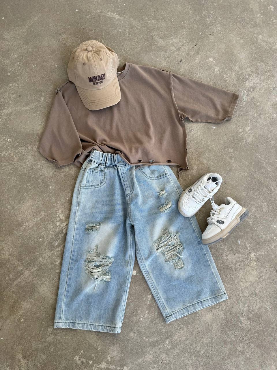 La’ciel Paris Unisex Yırtmaçlı Kot Denim