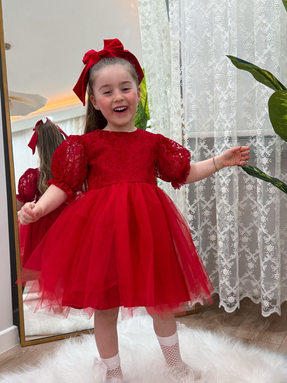 Kız Çocuk Melek Kanatlı Elbise Kırmızı