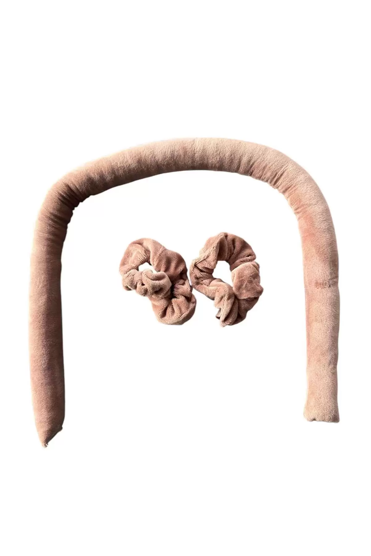 Gül Kurusu Kadife Isısız Saç Şekillendirici Saç Sosisi Toka Seti