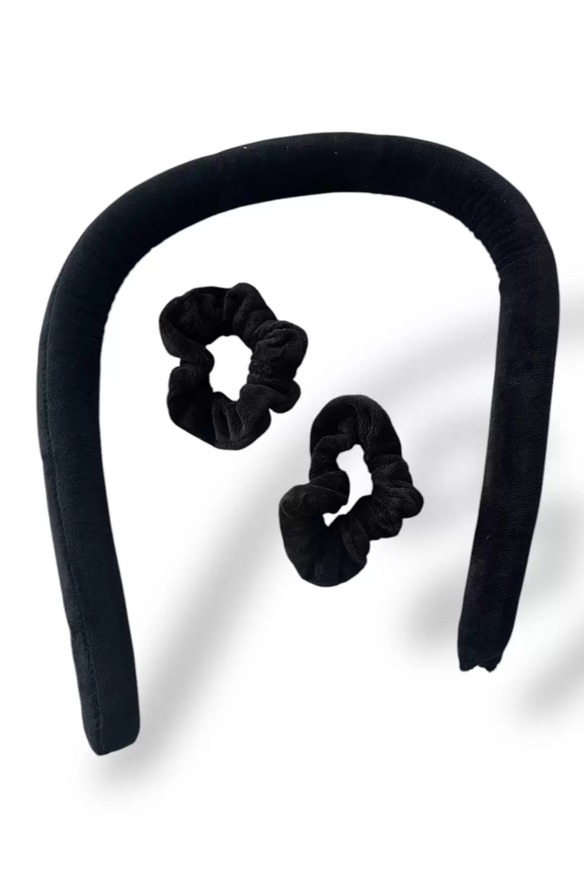 Siyah Renk Kadife Isısız Saç Şekillendirici Saç Sosisi Toka Seti