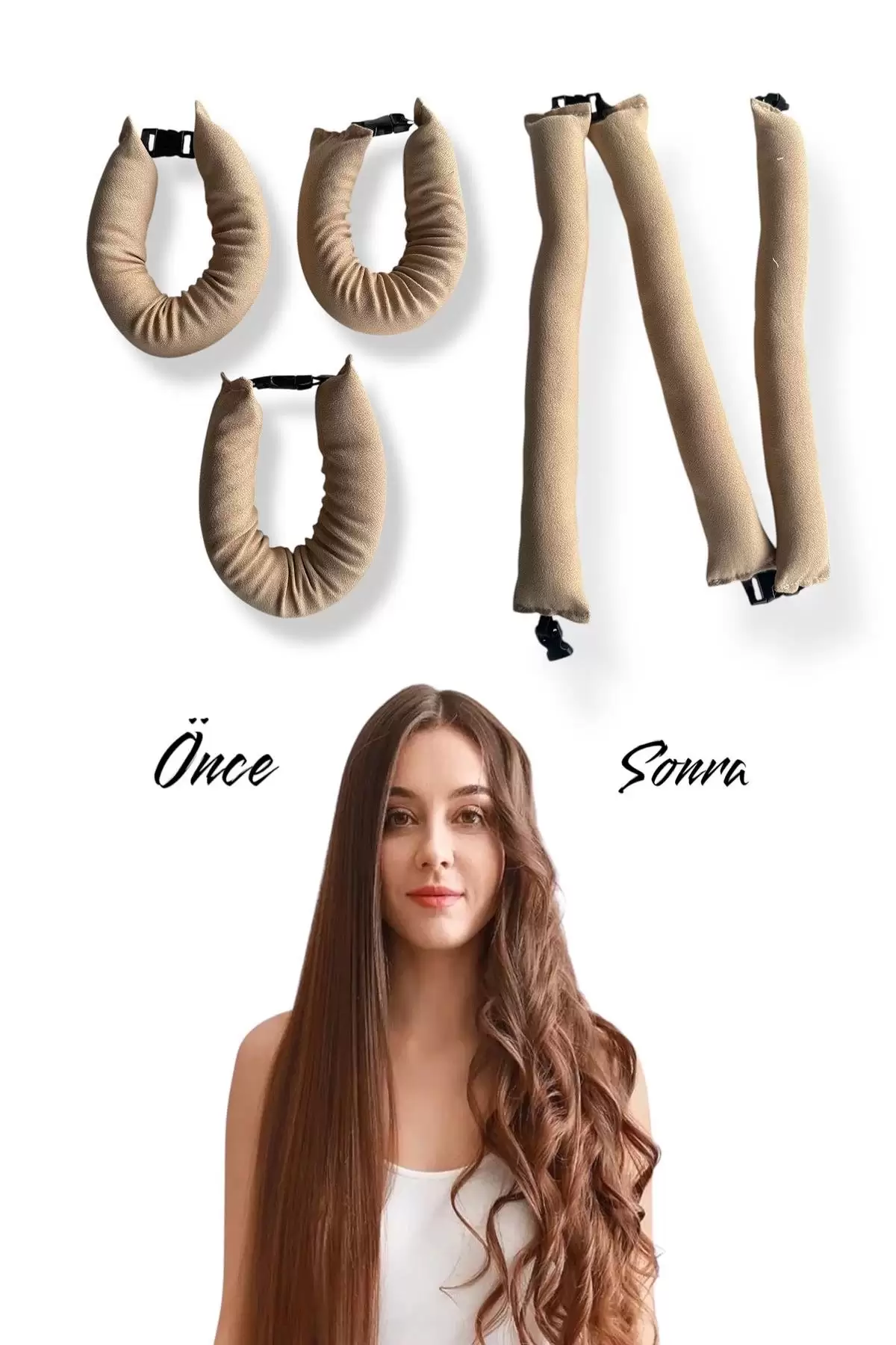 Bej Renk Isısız Şekillendirme/Saç Sosisi 3'lü Set