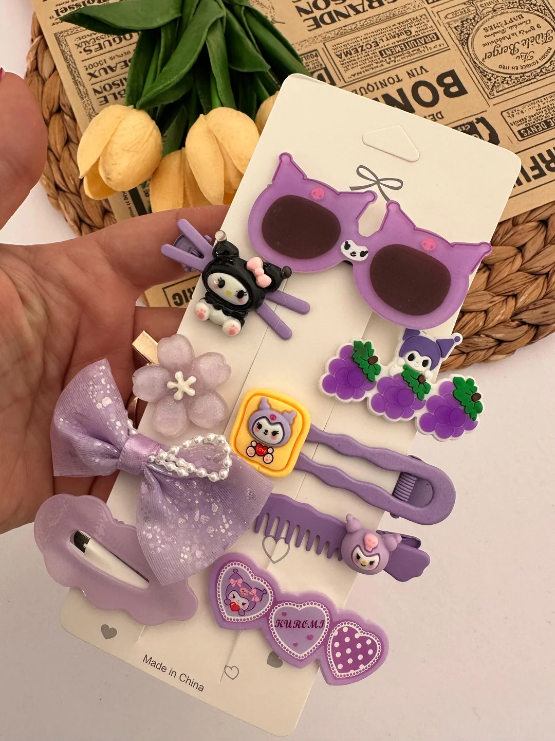 Kuromi Gözlüklü Mor 9'lu Toka Seti