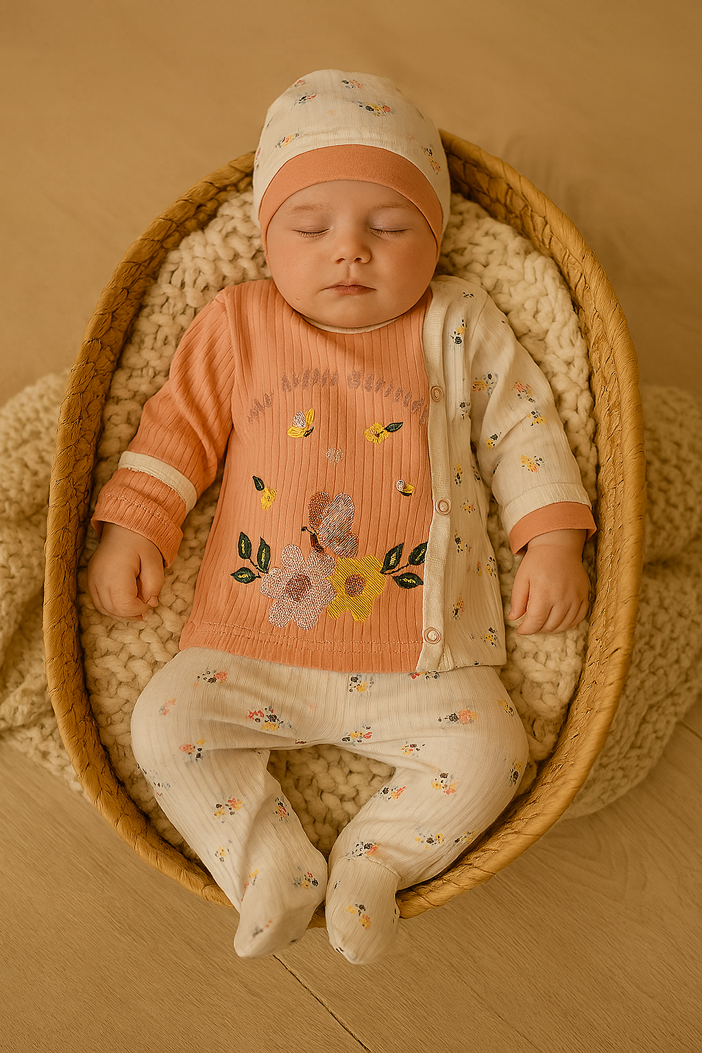 Yenidoğan Kız Bebek 3’lü Takım – Somon