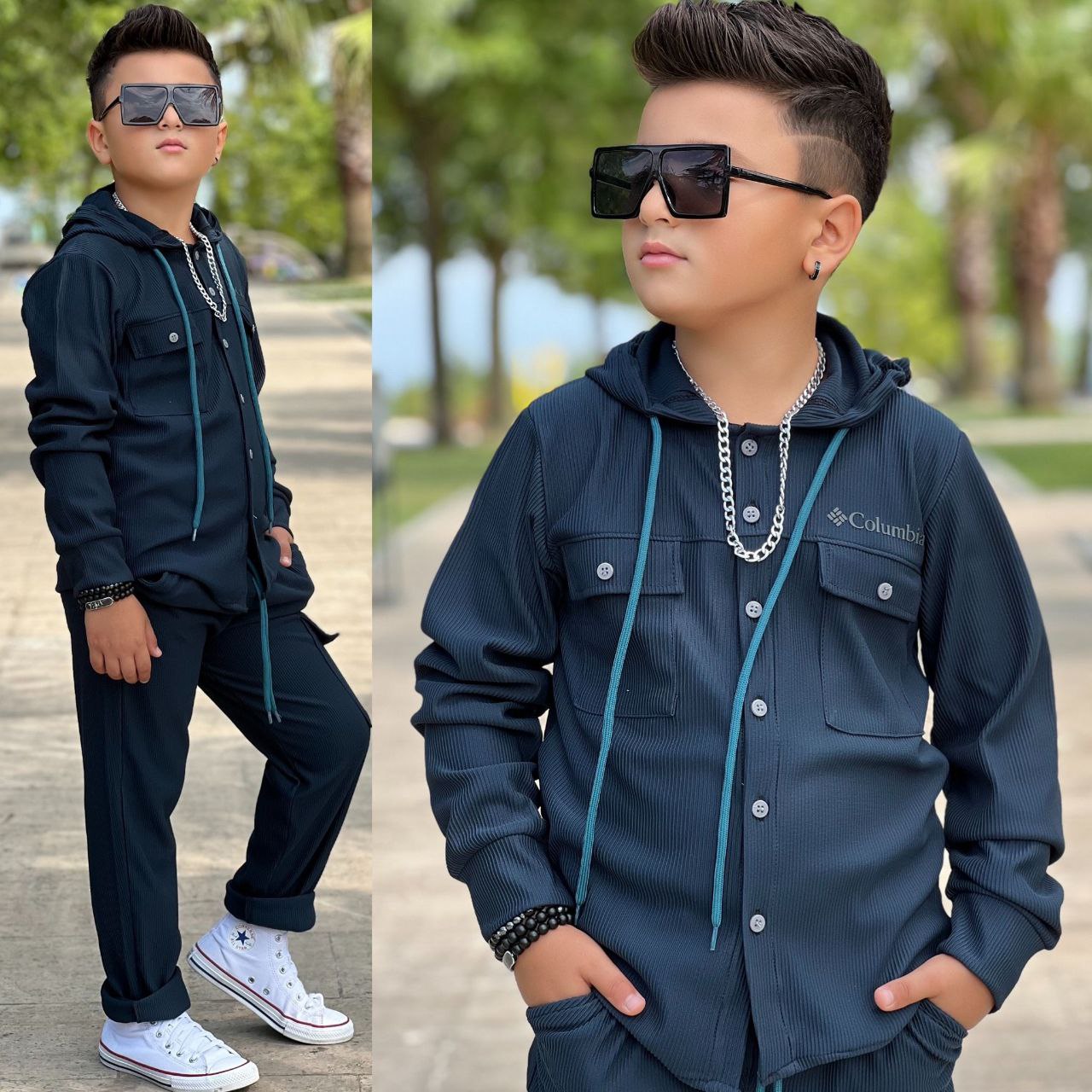 Garson Boy Mavi Kapüşonlu Takım