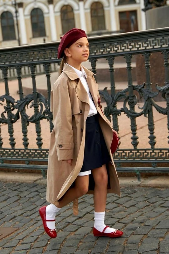 Kız Çocuk Kemerli Kahve Trençkot