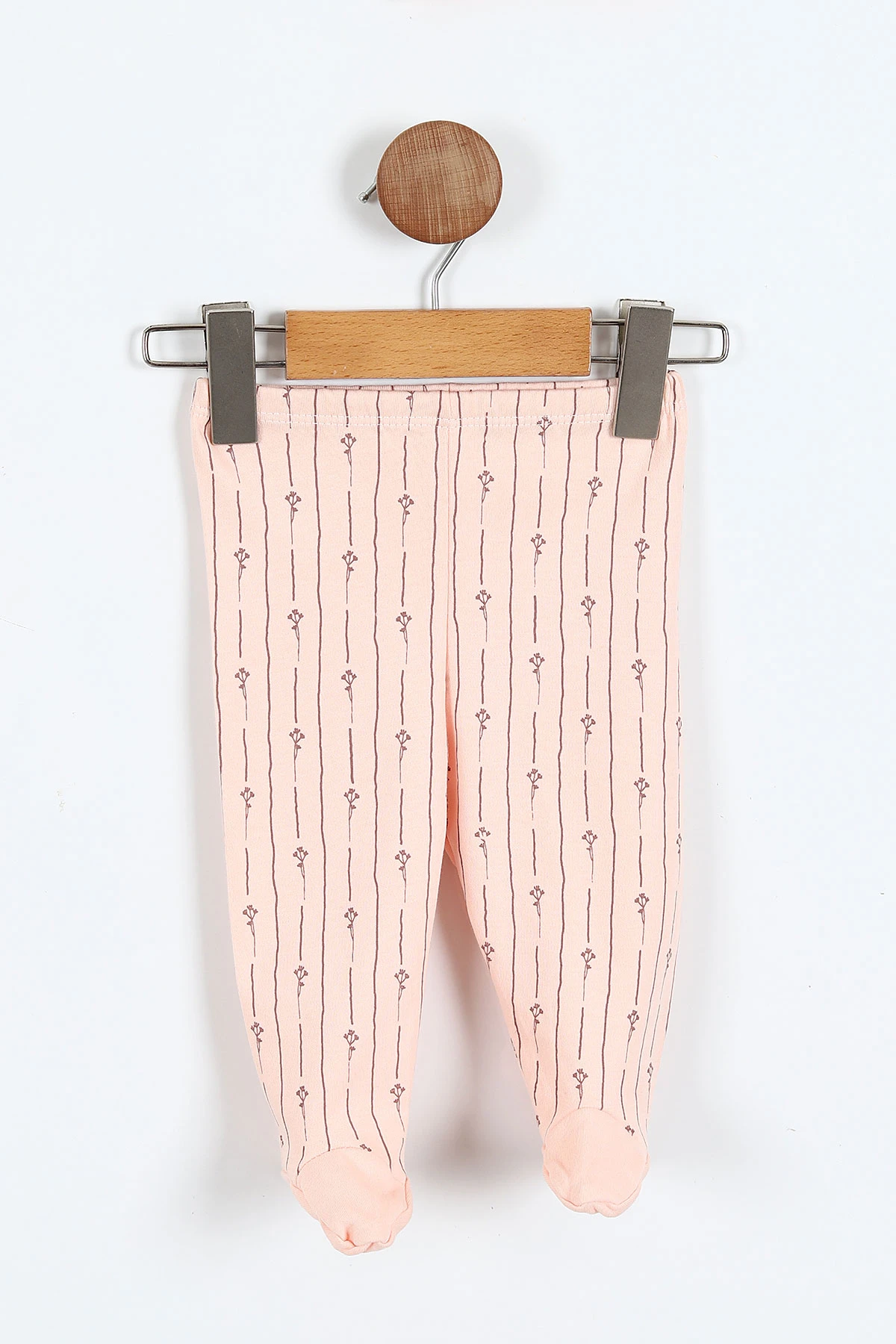 Somon (0-3 Ay)Çiçek Nakışlı Cep Detaylı Kız Bebek 3'lü Zıbın Takım