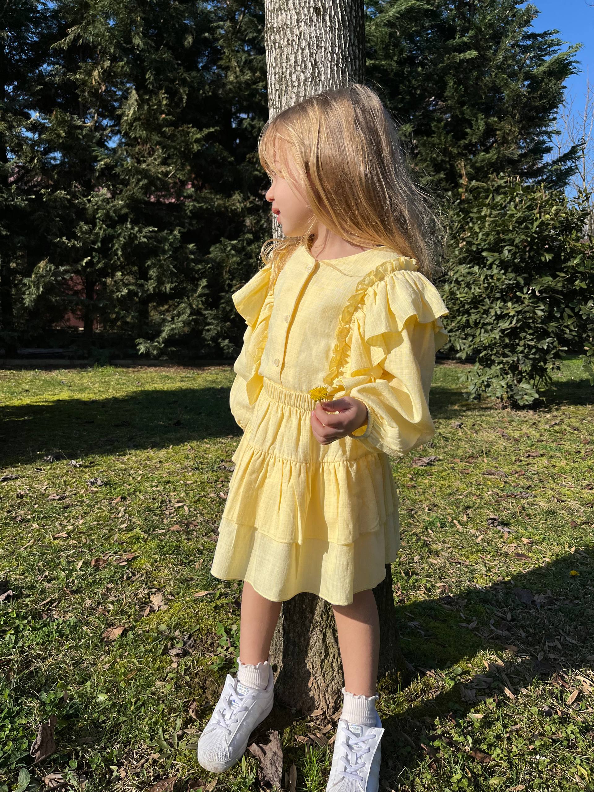 La'ciel Paris Dokuma Etekli Fırfır Kol Set