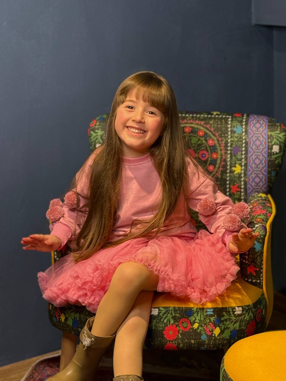 Tütü Etek & Ponponlu 2 İplik Sweat Takım Pembe