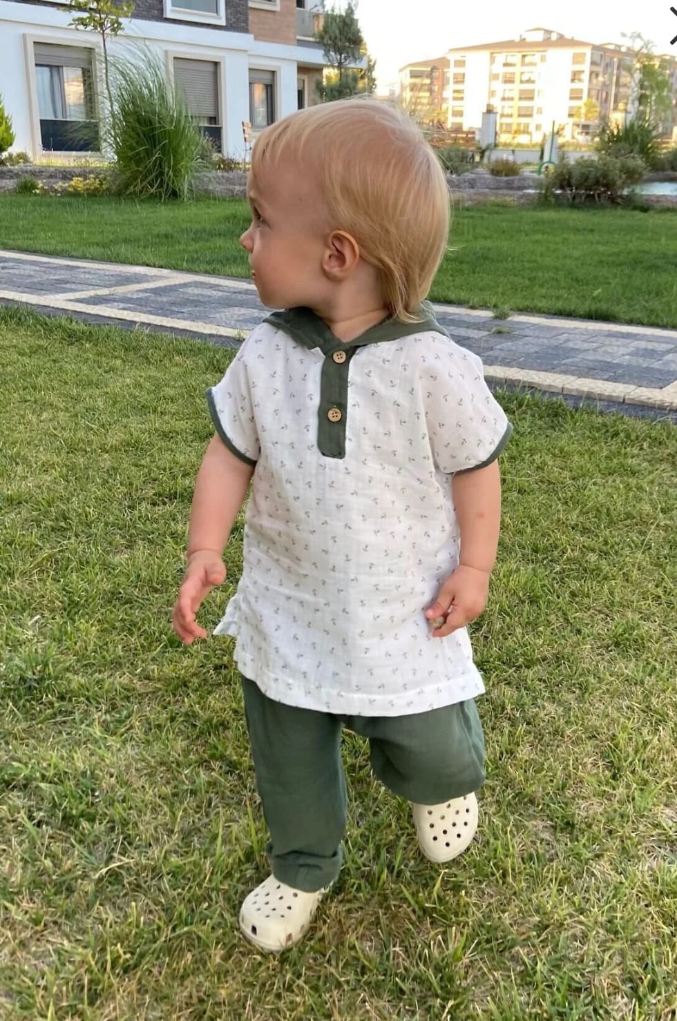 Erkek Bebek Müslin Takım